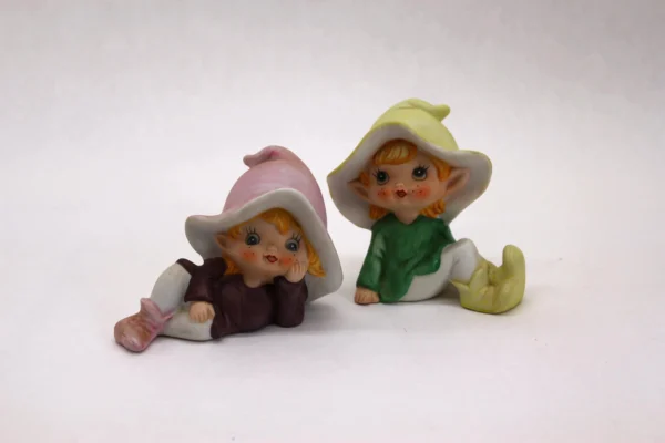 VINTAGE 1970's Homeco Pixie Figurines- Set of 2