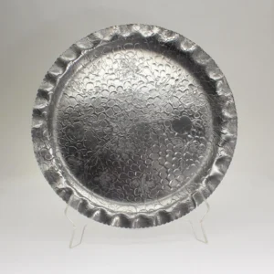VINTAGE Mid Century Stamped Aluminum Serving Tray. Grape Vine Motif