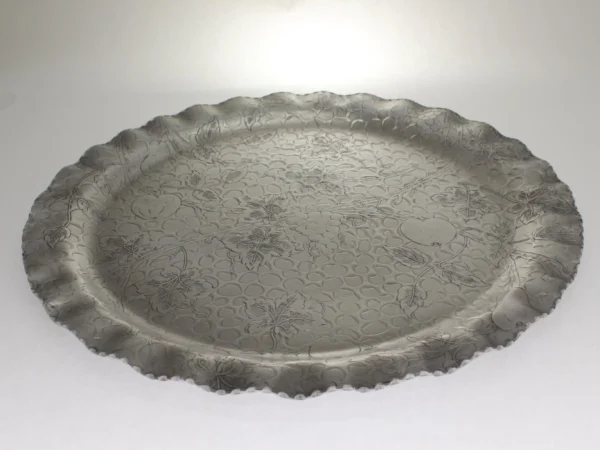 VINTAGE Mid Century Stamped Aluminum Serving Tray. Grape Vine Motif - Image 2