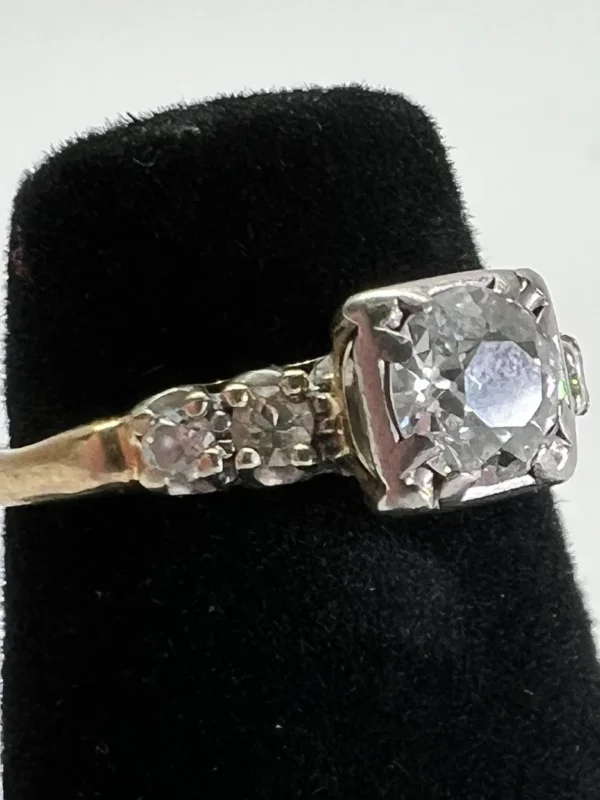 ANTIQUE 1920s Art Deco Diamond Engagement Ring. Old Euro Cut .81ctw in 14K White Gold. Size 6. Appraised 2,700 USD. - Image 7