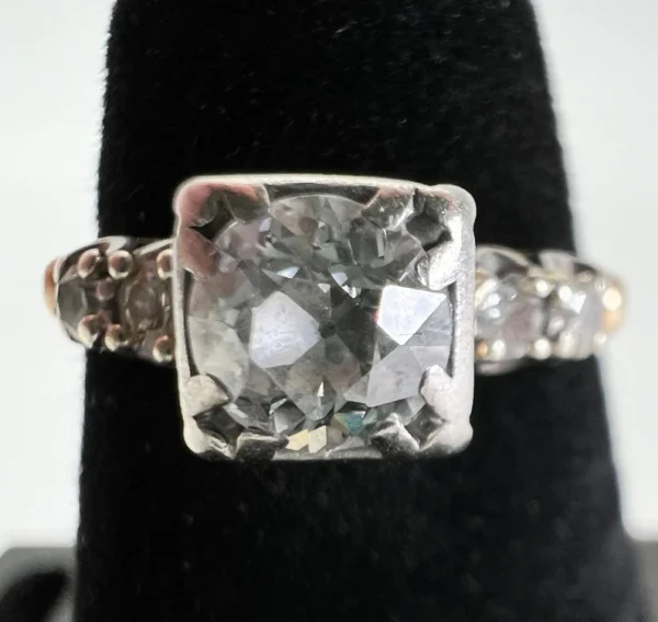 ANTIQUE 1920s Art Deco Diamond Engagement Ring. Old Euro Cut .81ctw in 14K White Gold. Size 6. Appraised 2,700 USD.
