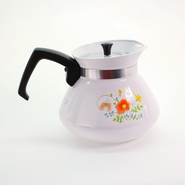 VINTAGE Corning Ware Wildflower Teapot. 6-Cup Stovetop Coffee Pot. 1970s Floral Pyroceram Kettle. Retro Kitchenware. - Image 8