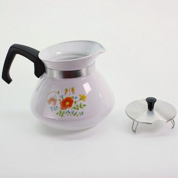 VINTAGE Corning Ware Wildflower Teapot. 6-Cup Stovetop Coffee Pot. 1970s Floral Pyroceram Kettle. Retro Kitchenware. - Image 5
