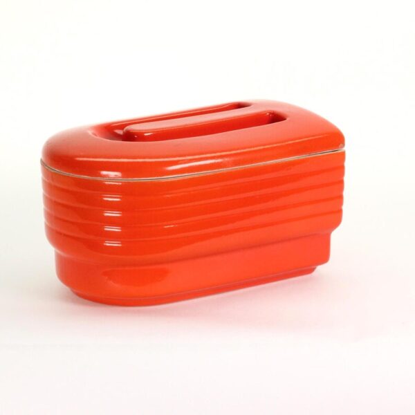 VINTAGE Hall China Refrigerator Dish. Red Deco Westinghouse Left-Side Box. 1930s–40s Art Deco Kitchenware. - Image 10