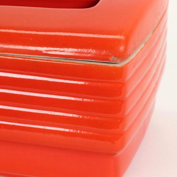 VINTAGE Hall China Refrigerator Dish. Red Deco Westinghouse Left-Side Box. 1930s–40s Art Deco Kitchenware. - Image 5