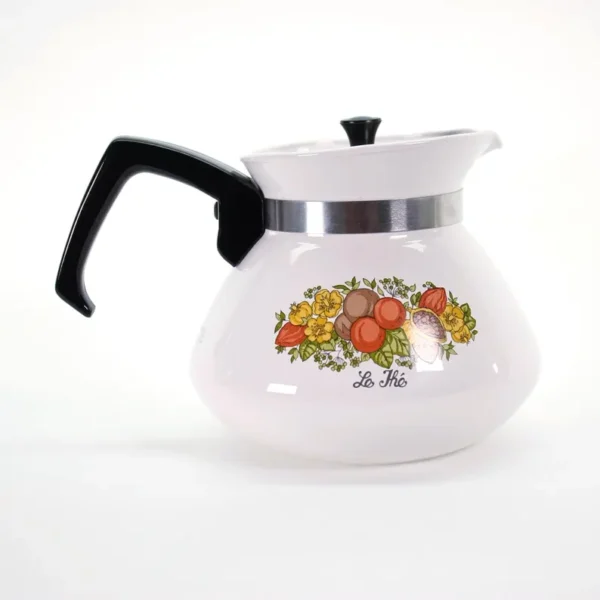 VINTAGE Corning Ware Spice of Life Teapot. Le Thé 6-Cup Stovetop Coffee Pot. French Script. 1970s Retro Kitchenware. - Image 9
