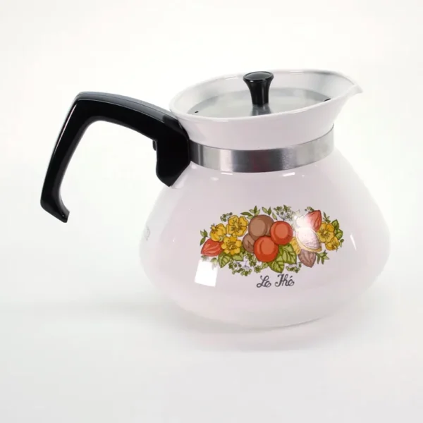 VINTAGE Corning Ware Spice of Life Teapot. Le Thé 6-Cup Stovetop Coffee Pot. French Script. 1970s Retro Kitchenware. - Image 8