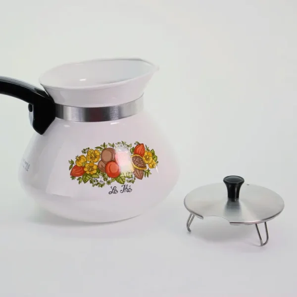 VINTAGE Corning Ware Spice of Life Teapot. Le Thé 6-Cup Stovetop Coffee Pot. French Script. 1970s Retro Kitchenware. - Image 4