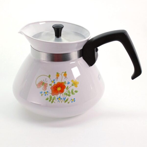 VINTAGE Corning Ware Wildflower Teapot. 6-Cup Stovetop Coffee Pot. 1970s Floral Pyroceram Kettle. Retro Kitchenware. - Image 9