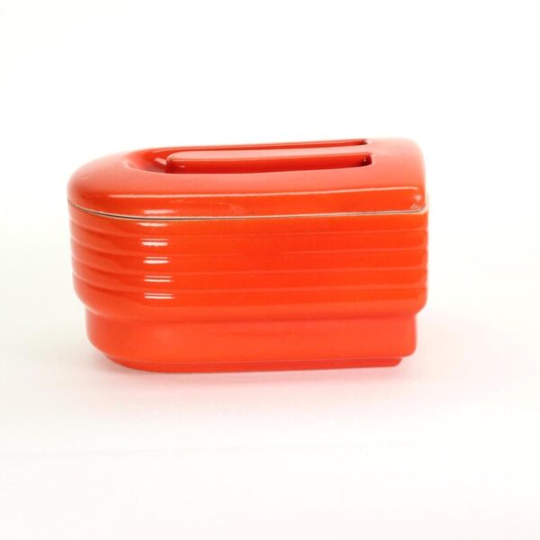 VINTAGE Hall China Refrigerator Dish. Red Deco Westinghouse Left-Side Box. 1930s–40s Art Deco Kitchenware. - Image 9