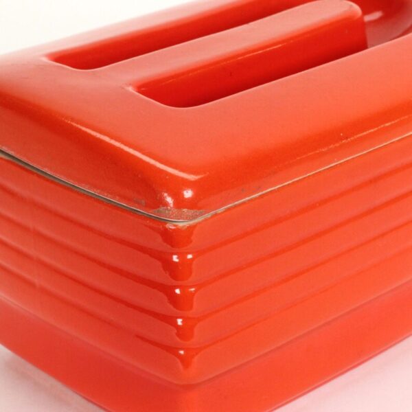 VINTAGE Hall China Refrigerator Dish. Red Deco Westinghouse Left-Side Box. 1930s–40s Art Deco Kitchenware. - Image 7