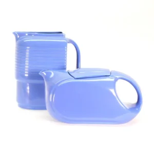 Vintage Hall China Refrigerator Pitcher: Blue Streamline Westinghouse Horizontal Server with Lid