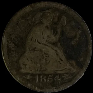 1854 US Quarter Dollar Coin. Seated Liberty Quarter. Vintage.