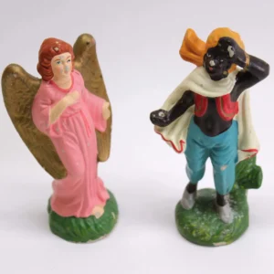 VINTAGE 1950's Chalkware Nativity Pieces- Angel and Scout- Set of 2