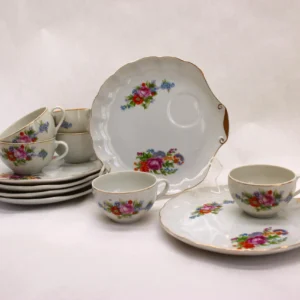 VINTAGE Nasco Del Coronado China Snack Plates and Teacups. 12-piece Set.
