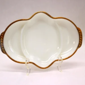VINTAGE FireKing 3-section Serving Dish With Gold Trim.