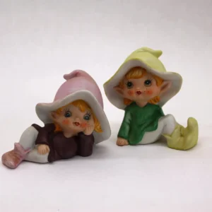 VINTAGE 1970's Homeco Pixie Figurines- Set of 2