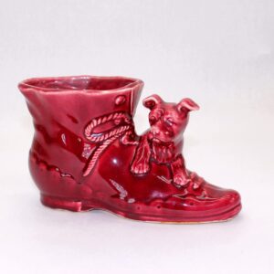 VINTAGE Shawnee Pottery Dog-on-Shoe Planter