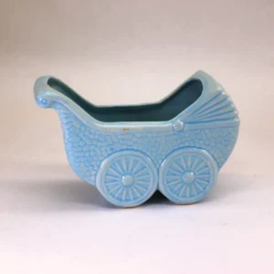VINTAGE 1960's Blue Baby Carriage Planter