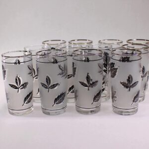 MCM Libbey Silver Leaf 4 inch Juice Glass. Set of 12.