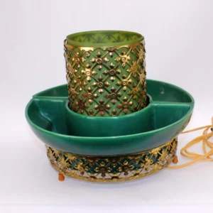 RARE MCM Sierra-Columbia TV Lamp with Planters. Full Circle. Dark Green.