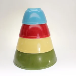 VINTAGE  Pyrex Reverse Primary Mixing Bowl Set. Made in USA.