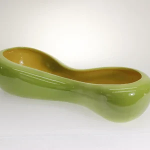 RESCUED Royal Haeger MCM Amorphic Planter R755. Green/Gold. Made in USA.