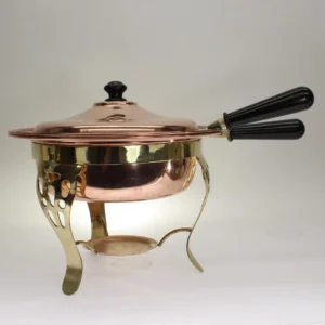 VINTAGE Copper Chafing Dish with Brass Stand. 1970's.