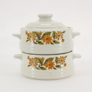 VINTAGE Capri Bake Serve'n Store Stoneware Lidded Bowls. Set of 2.