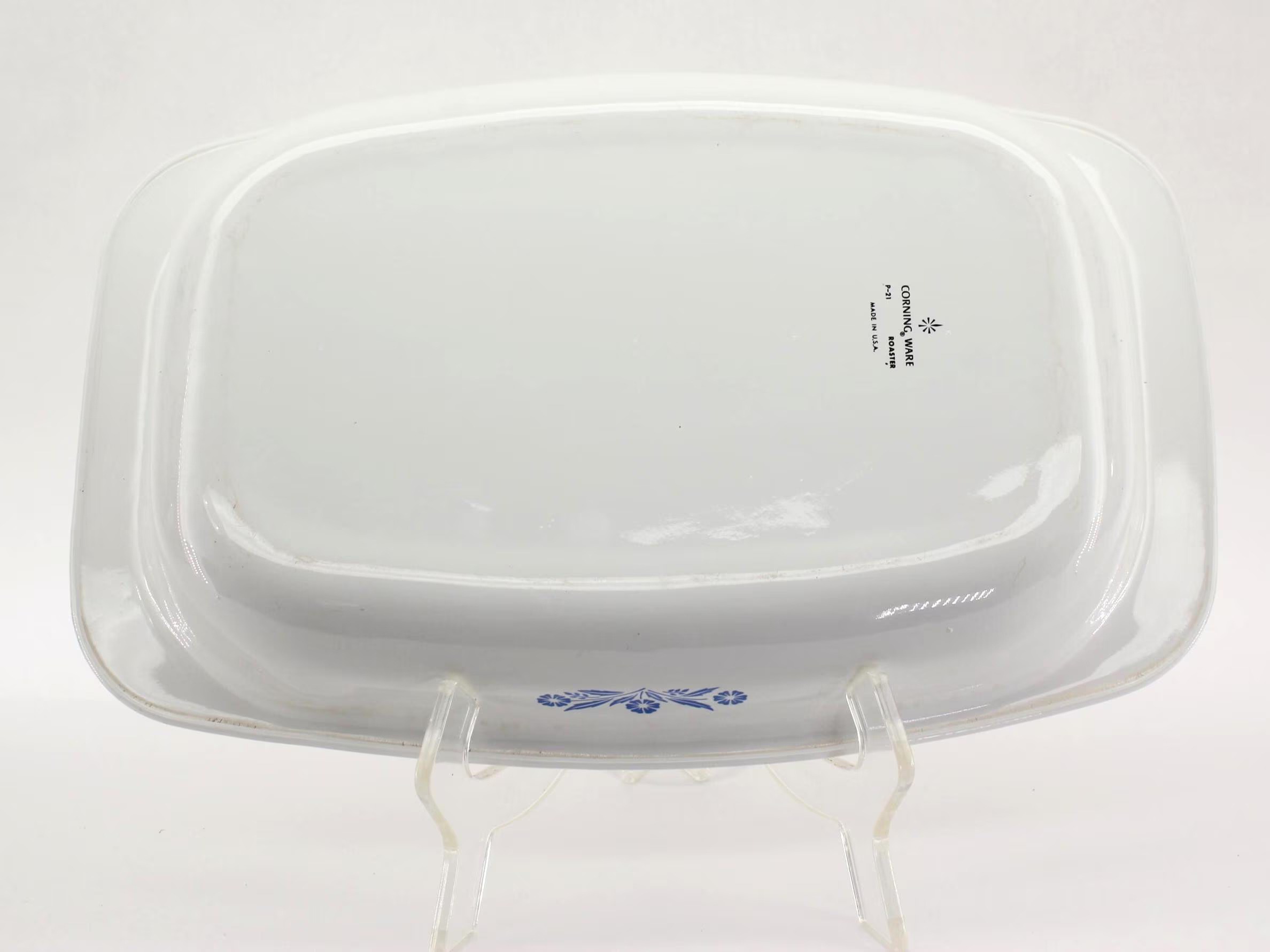 VINTAGE Corning Ware Blue Cornflower P-21 Roaster with Chrome Rack ...