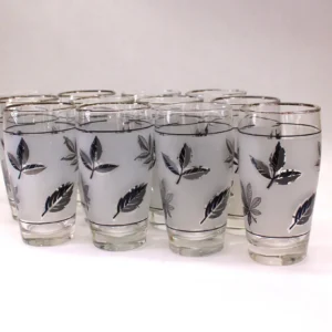 MCM Libbey Silver Leaf 12 oz. Tumblers. Set of 12.