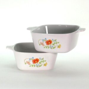 VINTAGE Corning Ware Wildflower Petite Pan Pair. 1980s Bakeware Set. Made in USA.