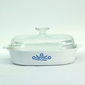 Vintage CorningWare 11" Skillet with Pyrex Lid • Cornflower Blue Casserole Dish • P-11-B