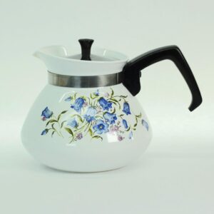 Vintage Corning Ware 6 Cup Teakettle Blue Bell Floral Pattern Pyroceram Tea Pot Made in USA